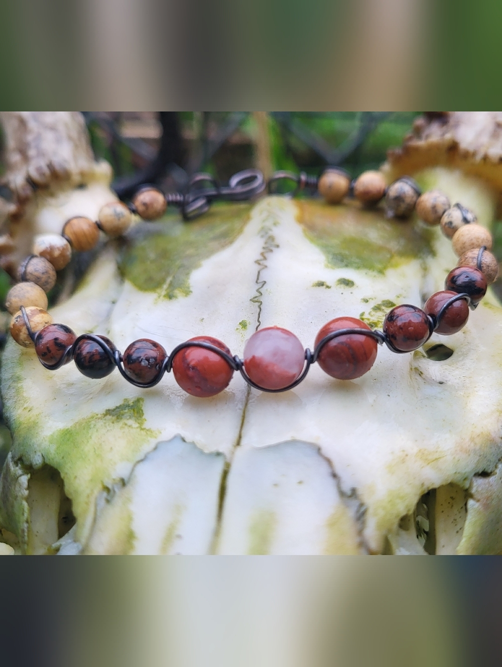 Handmade Boho Copper And Bead Bracelet